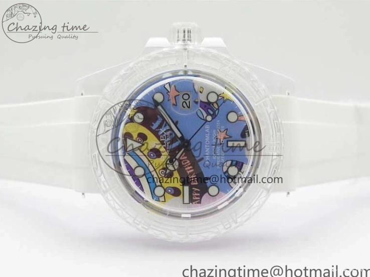 0518 Affordable Submariner Phantomlab Transparent KZF Best Edition Blue Space Dial on White Rubber Strap VR 2566